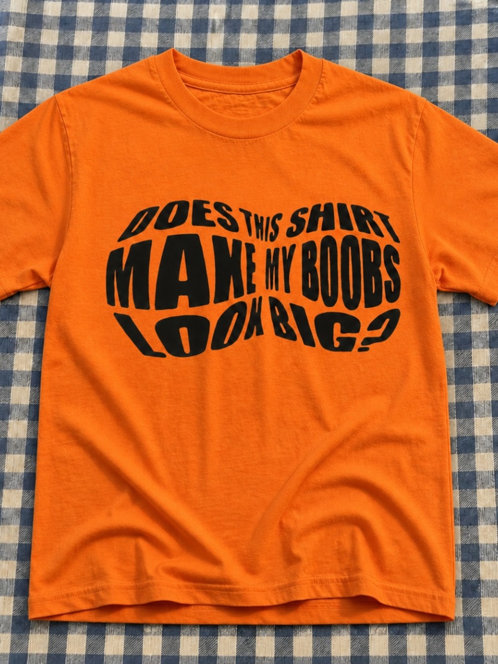 Orange Graphic Tee with Playful Slogan - Men's Casual Shirt